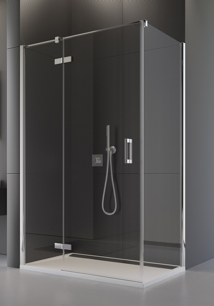 SanSwiss Pur PU13P+PUDT2P Kabina Prysznicowa Lewa ze ścianką 140x120 cm Szkło Czyste (PU13PG1401007+ PUDT2P1201007)